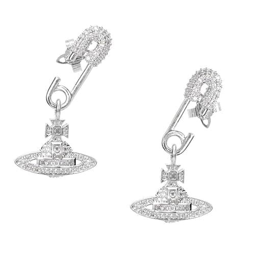Colorful Saturn Earrings for Women - Punk Two-sided Pin Clip Zircon Saturn Earrings Ear Studs(Silver) - Image 1