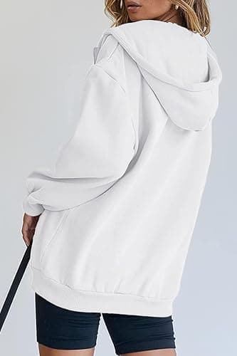 PRETTYGARDEN Women's Zip Up Y2K Hoodies Casual Long Sleeve Track Jackets with Pockets - Large - White thumbnail 3
