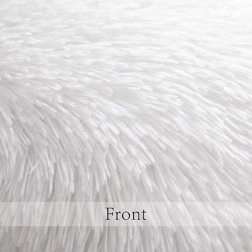 ANRODUO Pack of 2 White Throw Pillow Covers Luxury Fluffy Pillows Faux Fur Decorative Pillows Plush Cushion Case Fuzzy Mongolian Merin Style for Bed Couch Sofa Living Room Fall Home Decor 18x18 Inch - 18" x 18" (Pack of 2) - White thumbnail 4