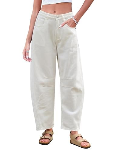 Vintage Y2K Cargo Jeans for Women Barrel Baggy Jeans Wide Leg High Waist Midrise Button Fly Causal Denim Pants - Image 1