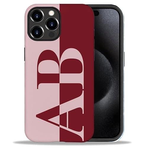 DAIZAG Personalized Monogram Initial Case Compatible with iPhone 17 16 15 14 13 Pro Max Pro Air Plus 12 11,Hybrid 2-Layer Hard Shell Phone Cover,Custom Large Name Red thumbnail 2