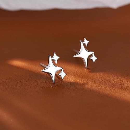Sterling Silver Post Earrings Star Stud Earrings for Women Teen Trendy Hypoallergenic Small Post Pierced Studs Earrings Jewelry Gifts thumbnail 5