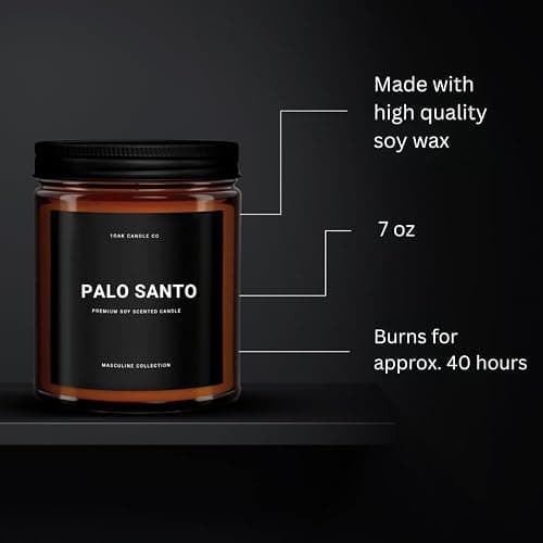 1OAK Scented Candles for Men - Palo Santo Candle - Mens Candles for Home - Masculine Candle - Long Burning Premium - Soy Wax (7oz.) thumbnail 2