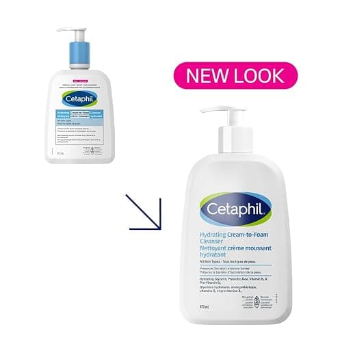 Cetaphil Cream to Foam Face Wash, Hydrating Foaming Cream Cleanser, For Normal to Dry, Sensitive Skin, with Soothing Aloe,Glycerin and Niacinamide, Hypoallergenic, Fragrance Free, 473 ml thumbnail 2