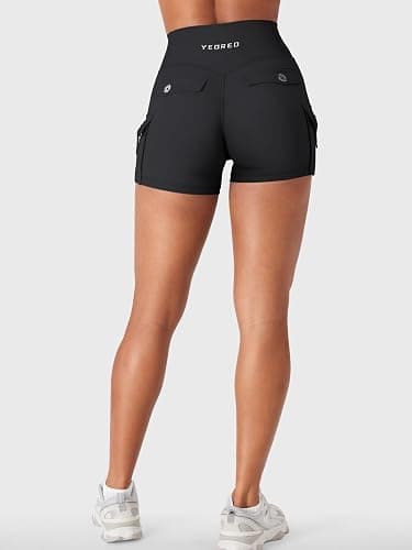 YEOREO CoreFlex Women Workout Shorts | Cargo Pockets, Hidden Scrunch, No Front Seam, Biker Shorts, 3.6"/ 4.5" thumbnail 5