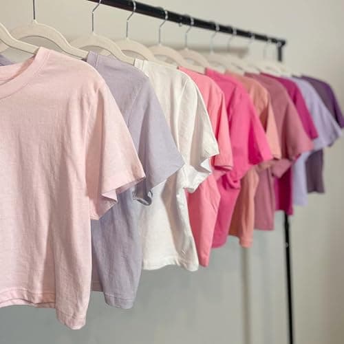 Women's 100% Cotton Loose Fit Crop Tops Round Neck Short Sleeve Casual Cropped Top Tee T-Shirt thumbnail 4