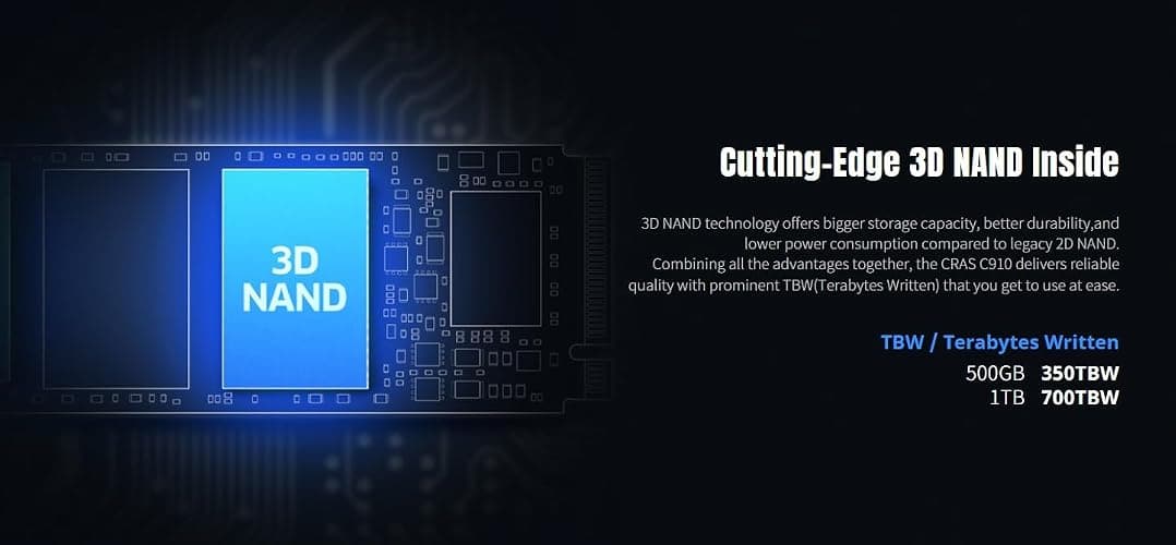 KLEVV CRAS C910 500GB M.2 2280 NVMe PCIe Gen4x4 Laptop & Desktop Internal SSD Heatsink Included, up to 5000MB/s (K500GM2SP0-C91) thumbnail 6