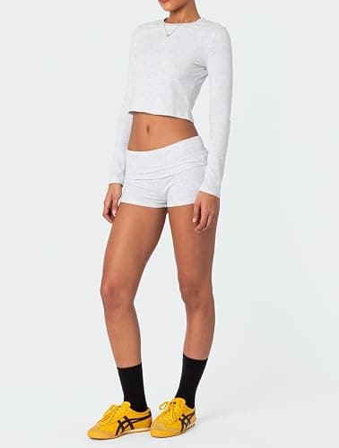 Women Fold Over Lounge Shorts Low Waist Fitted Pajama Shorts Cute Sleep Pj Short Bottoms Roll Over Yoga Shorts thumbnail 6