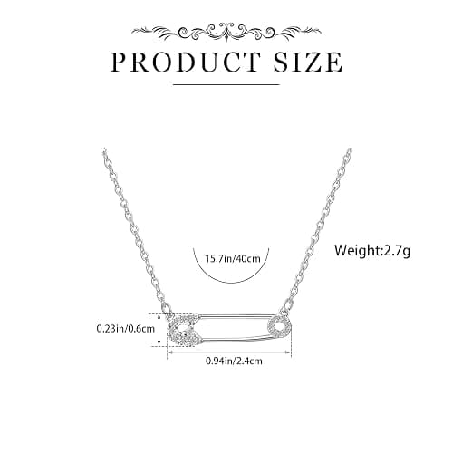 Medsor Safety Pin Necklace Paper Clip Pendant Cubic Zirconia Saftey Pin Necklace Choker For Women Gift thumbnail 6