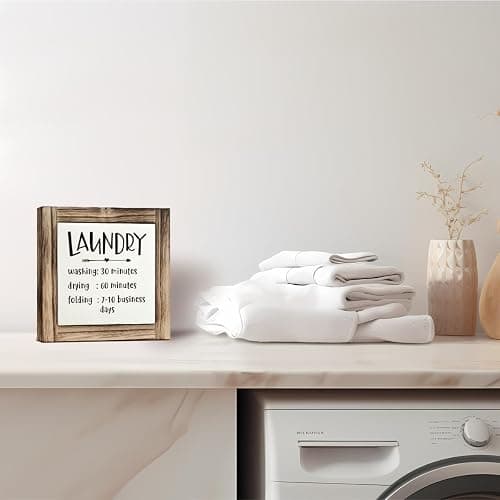 Laundry Decor, Laundry List Sign Decor, Laundry - Washing - Drying - Folding, Box Sign Wood Desk Sign Decor, Funny Laundry Room Decor, Farmhouse Decor for Laundry Room, Kitchen Decor thumbnail 2