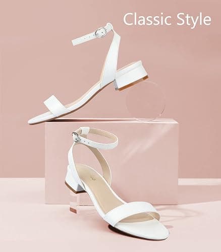 Ankis Women Nude White Gold Black Sandals Open Toe 1 Inch Low Block Heel | 1-inch short heel, adjustable ankle strap, 5mm latex cushioned insole, comfortable walking, for wedding, dressy, formal event thumbnail 4