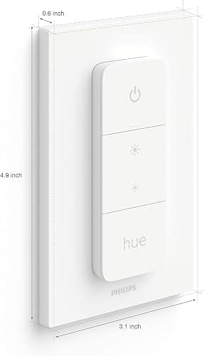 PHILIPS Hue Smart Dimmer Switch Remote, White, 1 Pack, Turns Hue Lights On, Off, Dims or Brightens, Smart Home Control, Requires Bridge, Easy, No-Wire Installation thumbnail 2