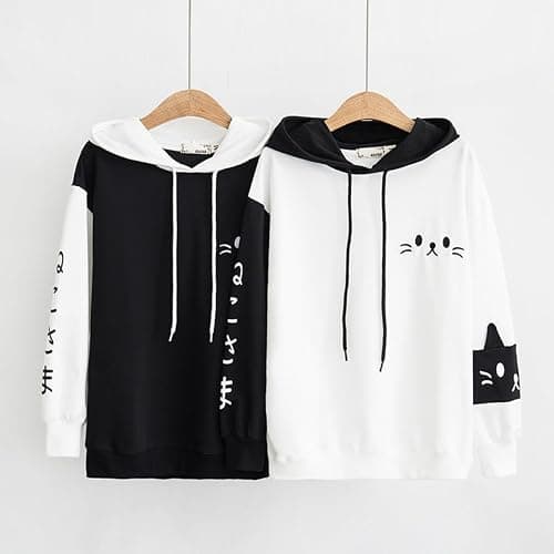 Feigujin Women Kawaii Cat Ear Hoodie Cute Japanese Anime Hooded Sweatshirt Preppy Meow Graphic Pullover Clothes Fall Winter thumbnail 9