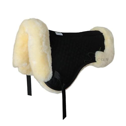 Woolous Sheepskin Half Pad, Thick Lambskin Fleece Wool Lined Half Pad for English Saddle, Shock Absorbing Saddle Pad for Horse Comfort and Back Support - Image 1