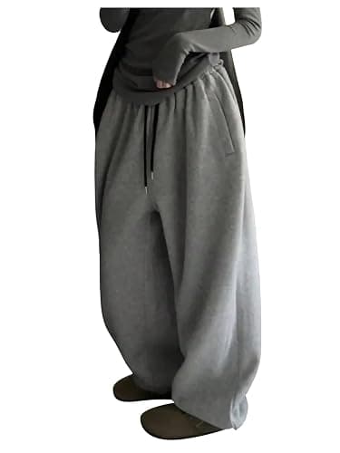 GORGLITTER Women's Baggy Sweatpants Y2K Drawstring High Waisted Loose Long Pants with Pockets - Image 1