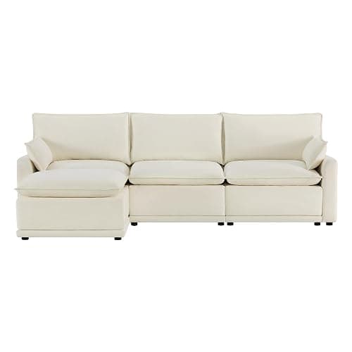 CHITA 113" Oversized Cloud Sectional Couch, Modern Modular Sectional Sofa Set for Living Room, 4 Seater L Shaped Couch, Cream thumbnail 9