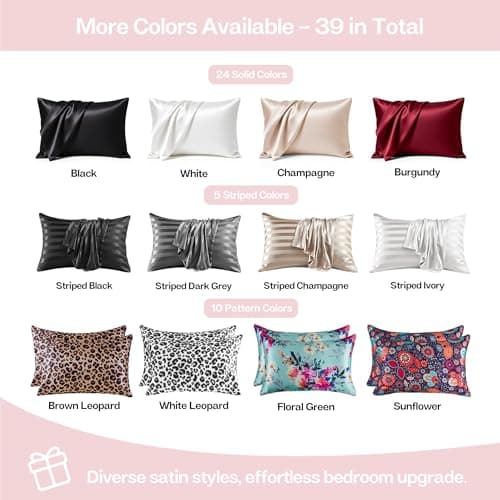 MR&HM Satin Pillowcase for Hair and Skin, Silk Satin Pillowcase 2 Pack, Standard Size Pillow Cases Set of 2, Silky Pillow Cover with Envelope Closure (20x26, Light Pink) thumbnail 7