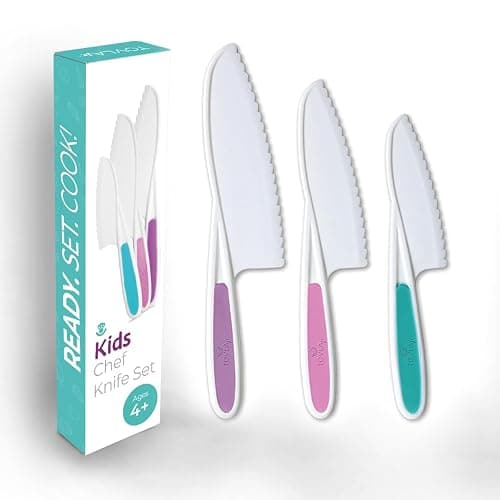 Tovla Jr. Kid Safe Knife Set for Real Cooking | 3-Piece Toddler Kitchen Knives | Montessori & STEM Cooking Tools Ages 4–12 | BPA-Free, Dishwasher-Safe | Christmas, Birthday & Stocking Stuffer Gift - Image 1