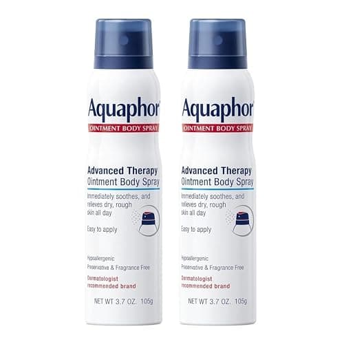 Aquaphor Advanced Therapy Ointment Body Spray, Fragrance Free, Hypoallergenic, Spray Moisturizer for Dry Skin, Moisturizes and Heals Dry, Rough Skin, 3.7 Oz Can (Pack of 2) - Image 1