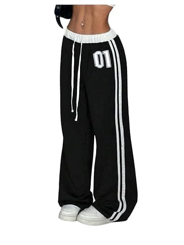 SOLY HUX Women's Baggy Sweatpants Wide Leg Ed Hardy Sweatpant Y2k Drawstring Pants Streetwear - Image 1