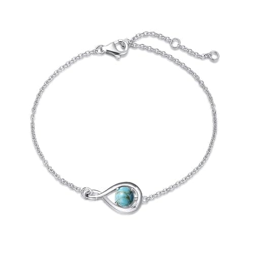 FANCIME Love Bracelet 925 Sterling Silver Infinity Birthstone Bracelets for Women Fine Jewelry Birthday Christmas Gifts for Her Mom Wife, Chain Length 6.7"+1.2" Extend - Image 1