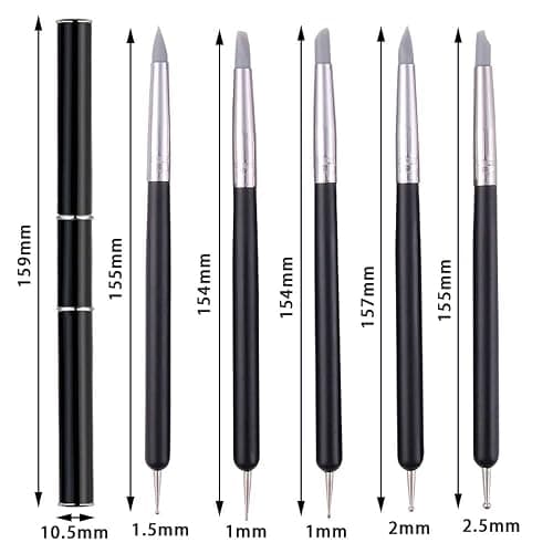5 Pcs Silicone Nail Art Sculpture Pen with 1 Pcs Dual-Ended Poly Gel Brush Nail Dotting Tool Nail Art DIY Decoration Tool for Home Salon thumbnail 2