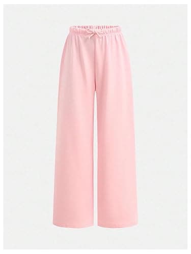 RoseSeek Girl's Sweatpants Drawstring Waist Wide Leg Pants Casual Athletic Trousers thumbnail 2