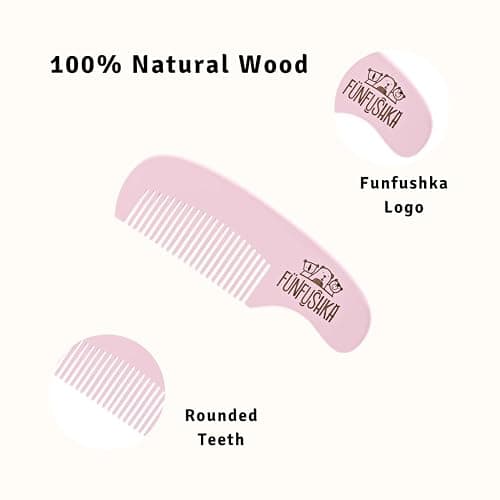 FUNFUSHKA Baby Hair Brush Set for Newborns - Baby Brush and Comb Set - Ultra Soft Goat Hair Bristles, Perfect for Cradle Cap, Newborn Showers & Registries Gift, Comb Brush for Girls & Boys (Rosa) thumbnail 5