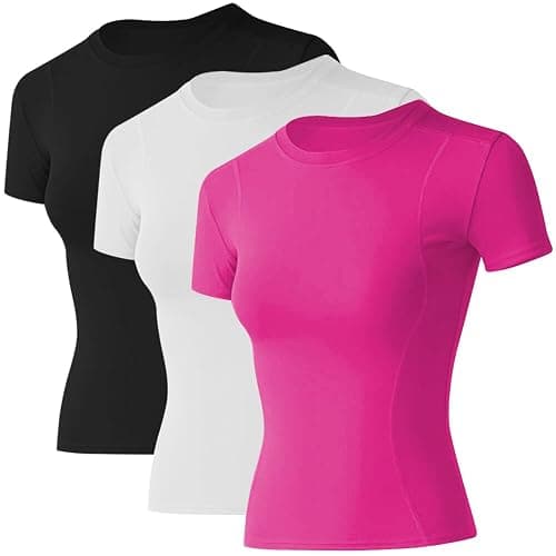 Loovoo Women Workout Shirts 1/2/3 Pack Athletic Compression Tee Dry Fit Yoga Gym Basic Tops - Image 1