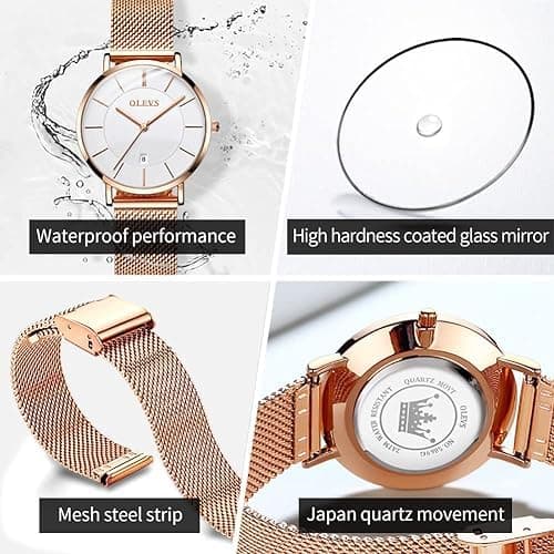 OLEVS Square Womens Watches Gold Business Dress Diamond Ladies Watch for Female Casual Analog Stainless Steel Two Tone Wrist Watch Silver thumbnail 5