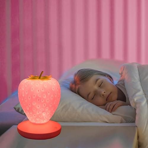 LVOERTUIG Strawberry Night Light, Cute Silicone Strawberry Lamp, LED Cute Night Light, Bedside Color Changing Lamp, 3 Modes Touch for Birthday, Christmas thumbnail 4