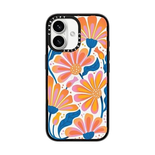 CASETiFY Compact iPhone 16 Case [4 ft. 2X Military Grade Drop Protection/Slim/Lightweight] - Lazy Daisy - Clear Black - Image 1