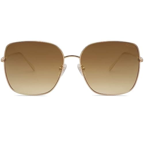 SOJOS Trendy Oversized Square Metal Frame Sunglasses for Women Men SJ1146 | Retro Large Big Flat Lens UV Protection Womens Mens Sun Glasses thumbnail 2