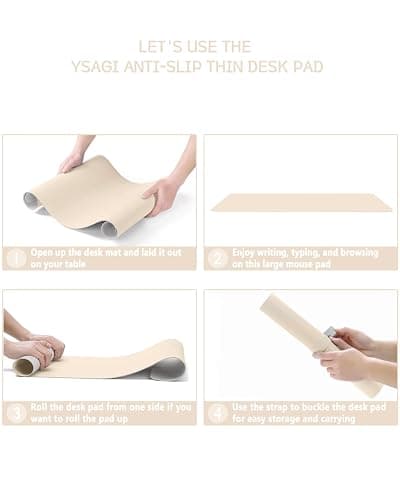 YSAGi Schreibtischunterlage, Mauspad mit Leder und Rutchfeste Wildleder, Multifunktionales Office Mousepad Laptop Schreibunterlage, Tischschutz Unterlage für Büro/Home-Office (Beige, 90x43cm) thumbnail 7