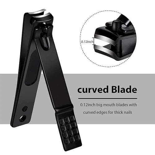 Nail Clippers Set, Sharp Stainless Steel Fingernail Clipper & Toenail Clippers, Black Nail Cutter, Large and Small 2 Piece Set. thumbnail 3