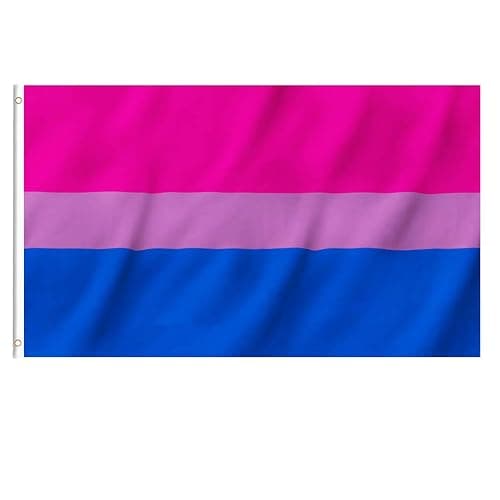 EKEV 3x5 Foot Bisexual Pride Flag - LGBT Bi Gay Flags with Brass Grommets & Canvas Header & Double Stitched & Vivid Bright Colors - Image 1