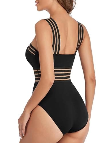 Hilor Women's Tummy Control Swimsuits Slimming One Piece Bathing Suits Front Crossover Swimwear thumbnail 6