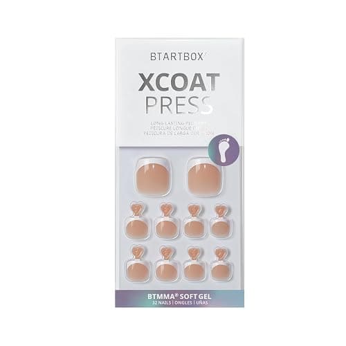 BTArtbox Press On Toenails, Hope Hope, Short Squoval, French Tip, 32Ct | Lamp-Curable, 4-Week Wear, Salon-Quality Toenails, 4X Thicker Tips, Custom 6 Big Toe Sizes, 16 Sizes, All-in-One Complete Kit thumbnail 5