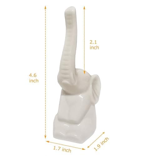 HOME SMILE Elephant Ring Holder for Jewelry,Engagement Wedding Ring Display Holder Stand Trinket Trays (Litltle White) thumbnail 3