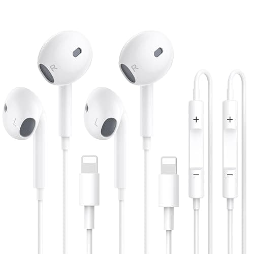 2 Pack Wired Earphones for i-Phone,HiFi Stereo Sound in-Ear H-eadphones with Built-in Mic & Volume Control Compatible with i-Phone 14/14 Plus/14 Pro/14 Pro Max/13/12/11/XR/XS/X/8/7 & More i-OS Devices - Image 1