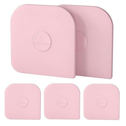 Pan Scraper, 5 Pcs Pot Scraper Plastic, Pot Scraper Non Scratch for Cast Iron, Pot and Pan Cleaning, Sturdy Scraper Kitchen Tool, Pink - Image 1