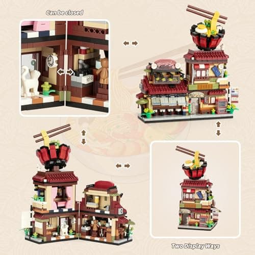 QCQBL Japanese Ramen Shop Mini Building Blocks Set | 1102 PCS Realistic Street View Architecture Model Kit | Collectible Construction Toy | Aesthetic Desk Decor Gift for Teens & Adults thumbnail 5