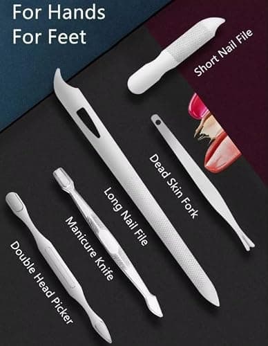 BesPick 19 Pieces Fingernail and Toenail Professional Manicure Pedicure Nail Clipper Set Stainless Steel Nail Cutter Scissors Grooming Kit with Luxurious Travel Case (Gray) thumbnail 9