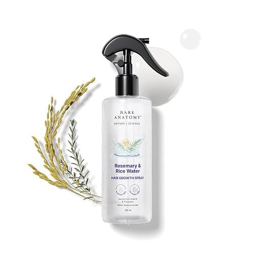 Bare Anatomy Nature x Science Rosemary Water Spray for Hair Growth & Hair Thickness with Rice Water |100% Natural Extract | Soft & Smooth Hair| Controls Hairfall| Non-Greasy & Fast Absorbing | 200 ml - Image 1