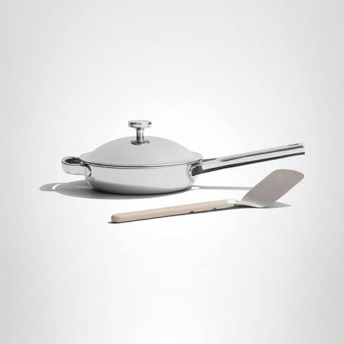 Our Place Mini Titanium Always Pan Pro | 8.5" PFAS-Free Nonstick Frying Pan with Spatula | Chef-Grade Tri-Ply Stainless Steel & Aluminum Build | Induction & Oven-Safe up to 1000°F | Chrome thumbnail 7