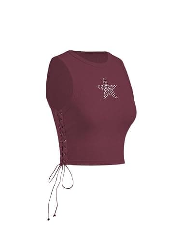 SOLY HUX Women's Tank Tops Y2K Sleeveless Ribbed Star Crop Tank Top Summer Going Out Tops thumbnail 5