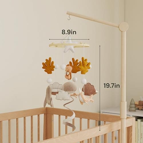 Baby Mobile for Crib – Handmade Ocean Baby Crib Mobile with Seahorse, Shell & Stingray, Nursery Mobiles with Beech Wood Ring, Mobile for Crib Hanging Toy, Neutral Felt Mobile for Bassinet Decor thumbnail 2