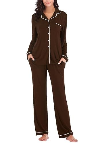 Aamikast Women's Pajama Sets Long Sleeve Button Down Sleepwear Nightwear Soft Pjs Lounge Sets - Image 1
