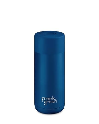 frank green - Ceramic Reusable Cup - Travel Coffee Mug, Stainless Steel Coffee Cup, Insulated Tumbler - Push Button Lid - 16oz - Deep Ocean - Image 1