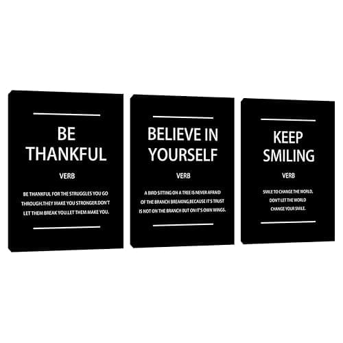 Inspirational Quotes Poster Print Canvas Wall Art 3 Pieces Black Decorations for Gym Living Room Bedroom Workplace Office Wall Decor 20"x28"x3 - Image 1